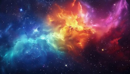 Naklejka premium A Cosmic Landscape with Vivid Nebulas and Stars