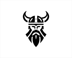 Viking Head Logo Design Vector Template. Human Viking Logo Design Icon Symbol Vector Illustration.
