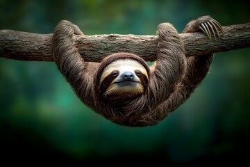 Relaxed Sloth Hanging from a Tree Branch