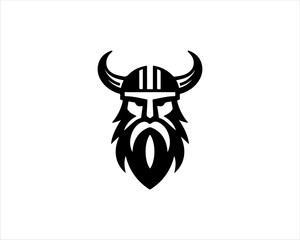 Viking Head Logo Design Vector Template. Human Viking Logo Design Icon Symbol Vector Illustration.