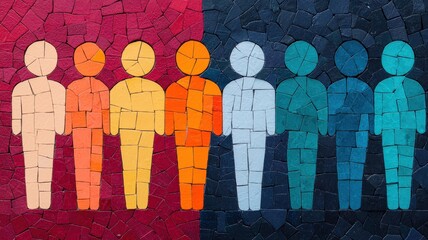 Vibrant Mosaic of Teamwork in a Marketing Project - United Pieces in Collaborative Diversity