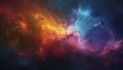 Naklejka premium A Cosmic Nebula with Bright Stars and Glowing Gas Clouds