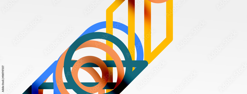 Poster abstract background - colorful circle lines technology or business digital template