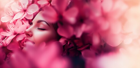 Ethereal Floral Portrait of a Serene and Sensual Woman s Face