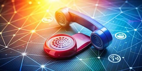 Fototapeta premium Aerial Photography of Telephone Handset with Sound Symbol Icon - Modern Communication Concept, Minimalist Design, Technology, Connectivity, Communication Tools, Digital Interaction