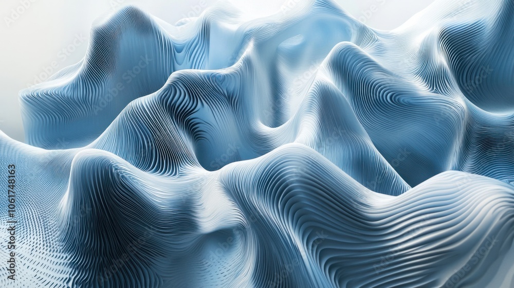 Fototapete Abstract wave pattern with gradient blue and white, evoking themes of innovation and forward movement