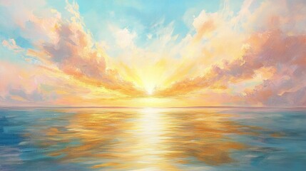 Obraz premium Serene Sunset Over Tranquil Ocean Waters