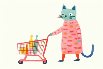 Cat shopping mammal pet consumerism.