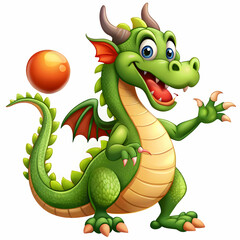 Fototapeta premium dragon playing with balll in white background