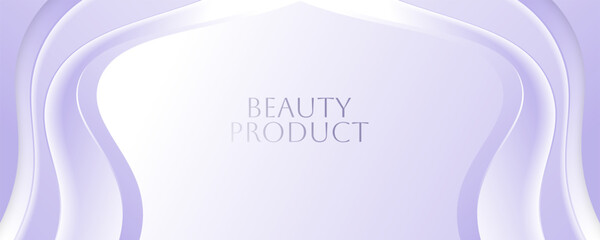 Abstract Background with White and Purple Wave Shapes for Banner, Cover, or Beauty Product Background