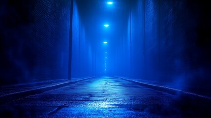 Obraz premium Explore the mysterious blue alley under dim lights