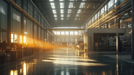 Obraz premium Sustainable production process within a state-of-the-art manufacturing facility, highlighting the use of eco-friendly materials, waste-to-energy systems, and efficient resource management practices
