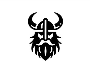 Viking Head Logo Design Vector Template. Human Viking Logo Design Icon Symbol Vector Illustration.