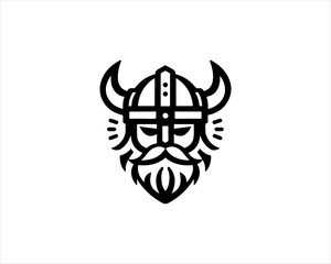 Viking Head Logo Design Vector Template. Human Viking Logo Design Icon Symbol Vector Illustration.