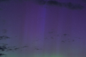 Starry sky during the northern lights, close up photography.
