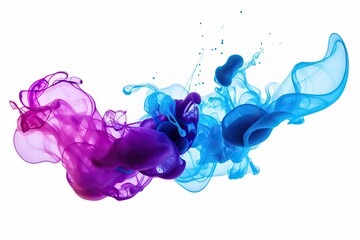 Abstract paint splash isolated on white background. Colorful ink in water