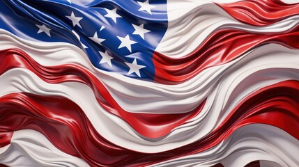 the American flag, carefully folded and shaped to resemble a human figure. The vibrant red, white, and blue colors of the flag contrast sharply against a pristine white background,