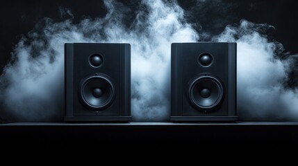 Stylish Speakers with Smoke Background