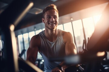 Man exercising in modern gym