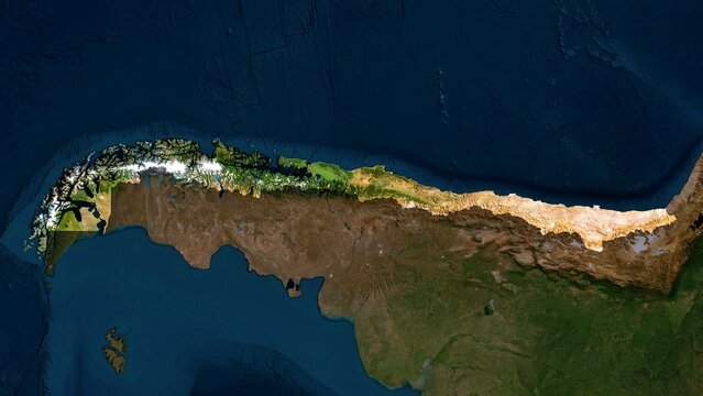 4K Chile Territory Map in South America, High Resolution Satellite View, Widescreen 4K Resolution