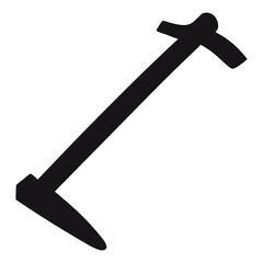 Black silhouette of a pickaxe tool on a white background