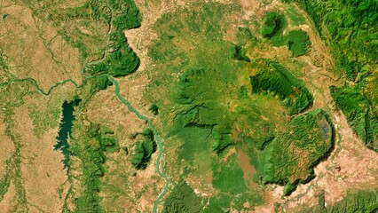 4K Dong Hua Sao Conservation Area in Laos Map, High Resolution Satellite View With No Border, Widescreen 4K Resolution