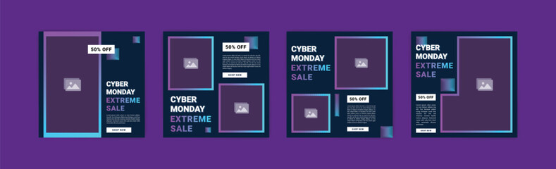Fototapeta premium Cyber ​​Monday sale promotion banner. Social media post template for Cyber ​​Monday sale promotion.