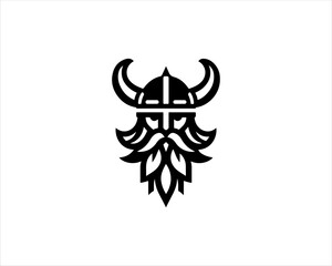 Viking Head Logo Design Vector Template. Human Viking Logo Design Icon Symbol Vector Illustration.