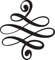 Vector floral calligraphy element flourish, hand drawn divider for page decoration and frame design illustration swirl sign. Decorative silhouette for wedding cards and invitations