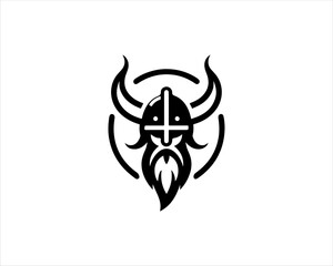 Viking Head Logo Design Vector Template. Human Viking Logo Design Icon Symbol Vector Illustration.