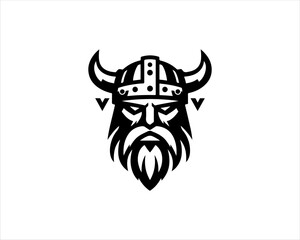 Viking Head Logo Design Vector Template. Human Viking Logo Design Icon Symbol Vector Illustration.