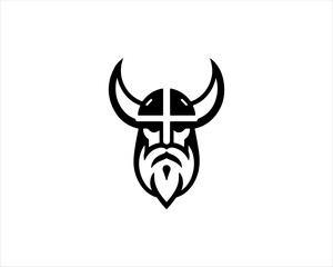 Viking Head Logo Design Vector Template. Human Viking Logo Design Icon Symbol Vector Illustration.