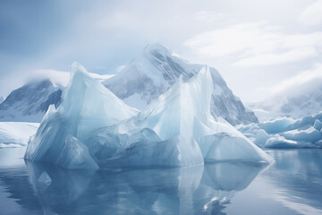 Obraz premium Glaciers, icebergs on the surface of the water.