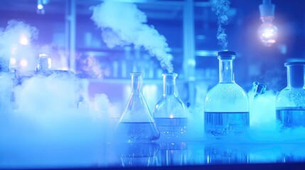 Colorful Laboratory Glassware with Vapor Effects