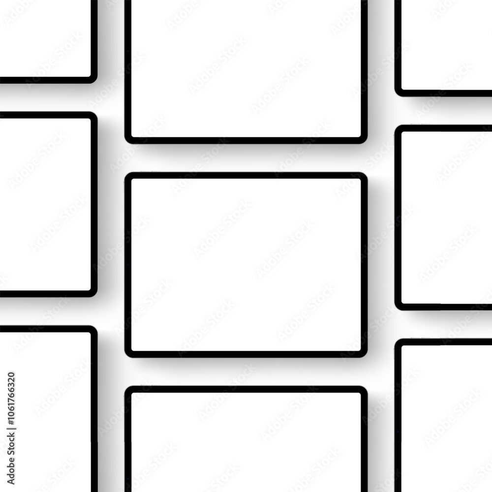 Poster black tablet computers for showing mobile apps design, isolated on white background. vector illustra