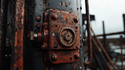 Rusty Industrial Equipment with Weathered Texture