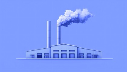 Monochromatic Industrial Warehouse with Loading Docks and Smoke Stacks