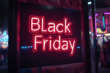 Black Friday typography banner. Black Friday modern linear typography text illustration isolated on black background. Design template for Black Friday