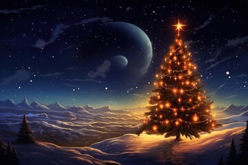 Fototapeta premium Chirstmas astronomy outdoors.