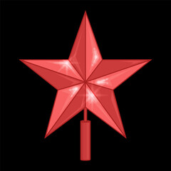 Obraz premium Glowing red star on a holder. Vector illustration.