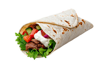 Delicious Beef Wrap with Fresh Vegetables and Sauce