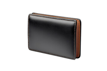 Elegant Black Leather Wallet on White Background