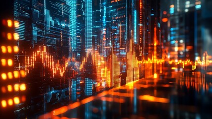 Fototapeta premium Stock Market Illustrated with Financial Graphs Photo