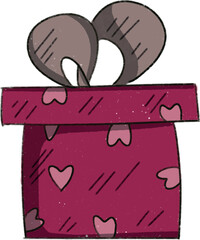 valentine's day hand drawn cute gift box. 14 february decor element 