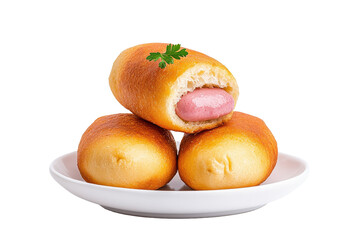 Golden Brown Sausage Rolls on White Plate