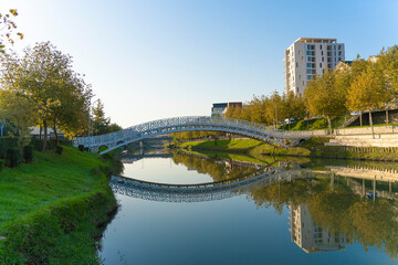 Albania Lezhe city bridge over Drini river