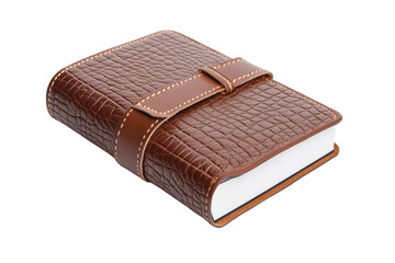 Elegant Brown Leather Notebook on White Background