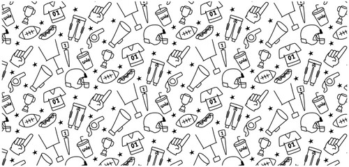 american football doodle cute hand drawing seamless pattern background 