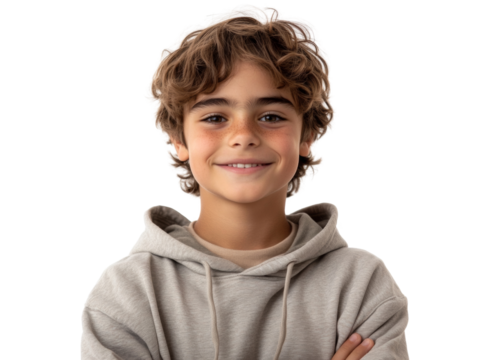 Confident Boy with Arms Crossed isolated PNG