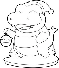 Crocodile Christmas Santa hat Animal Vector Graphic Art Illustration
